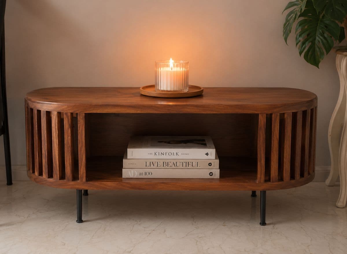 Modern Curve Wooden Coffee Table