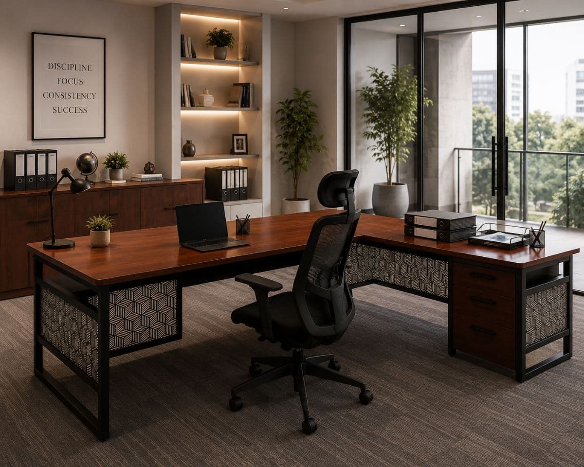 Artistic Wooden Metal Study Desk