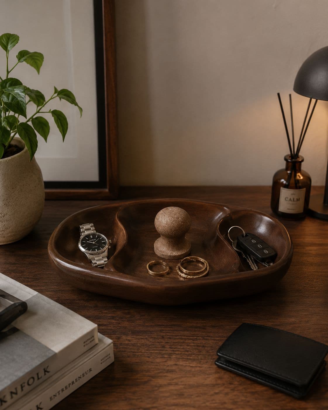 Wooden multi-section serving platter