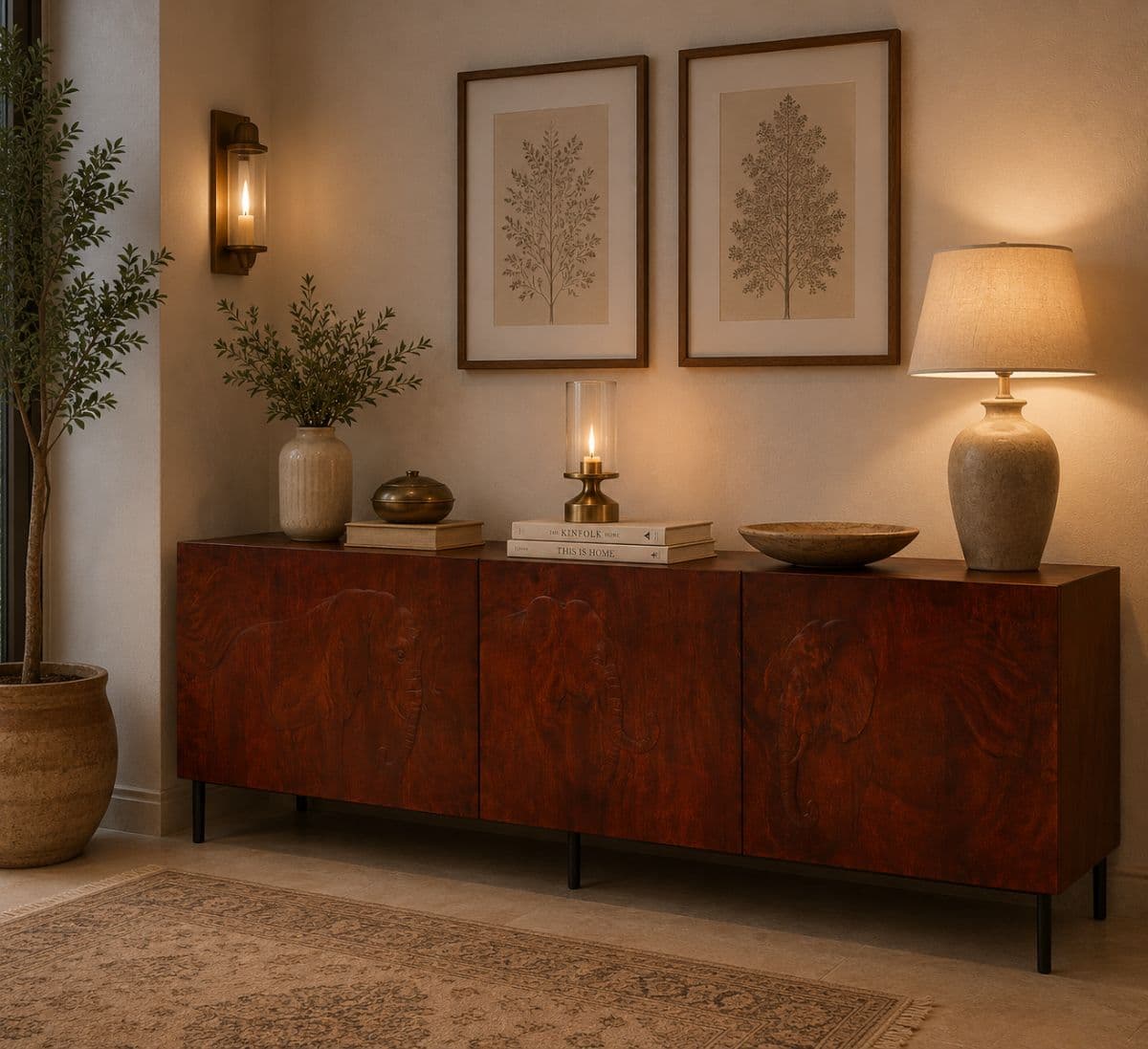 Elephant Heritage Wooden Sideboard