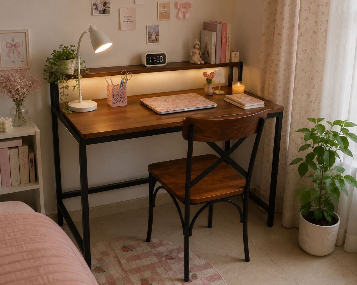 Vintage Wooden Metal Study Chair