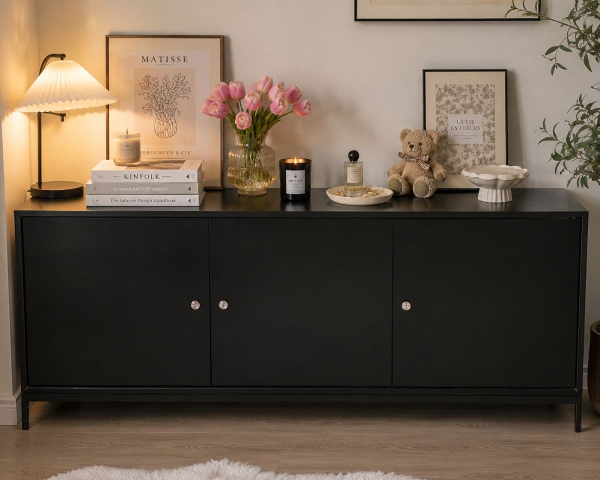 Premium Black Wooden Sideboard Cabinet
