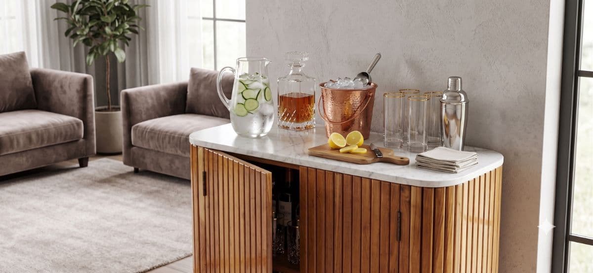 Marble top wooden cabinet