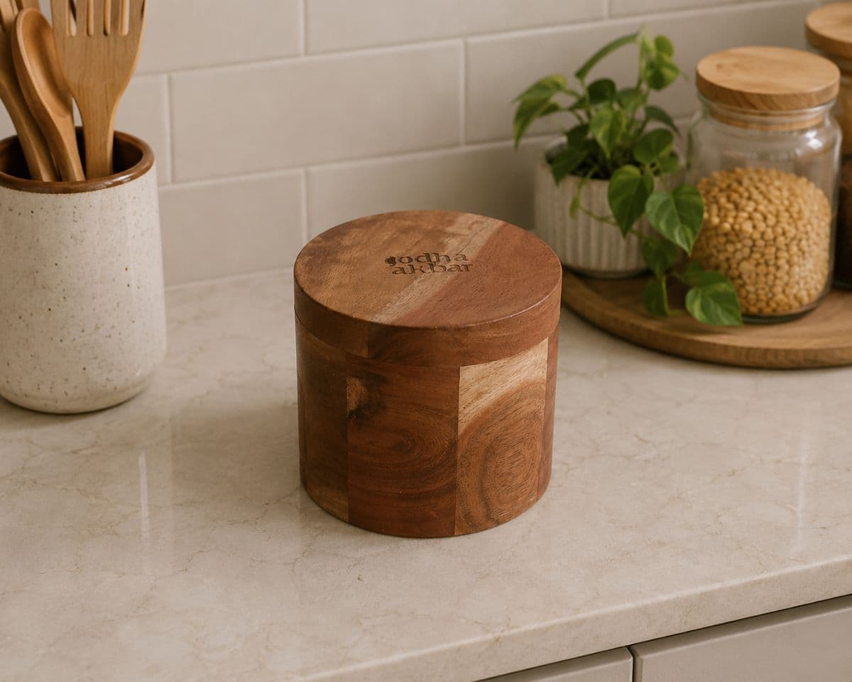 Artisan Round Wooden Storage Box